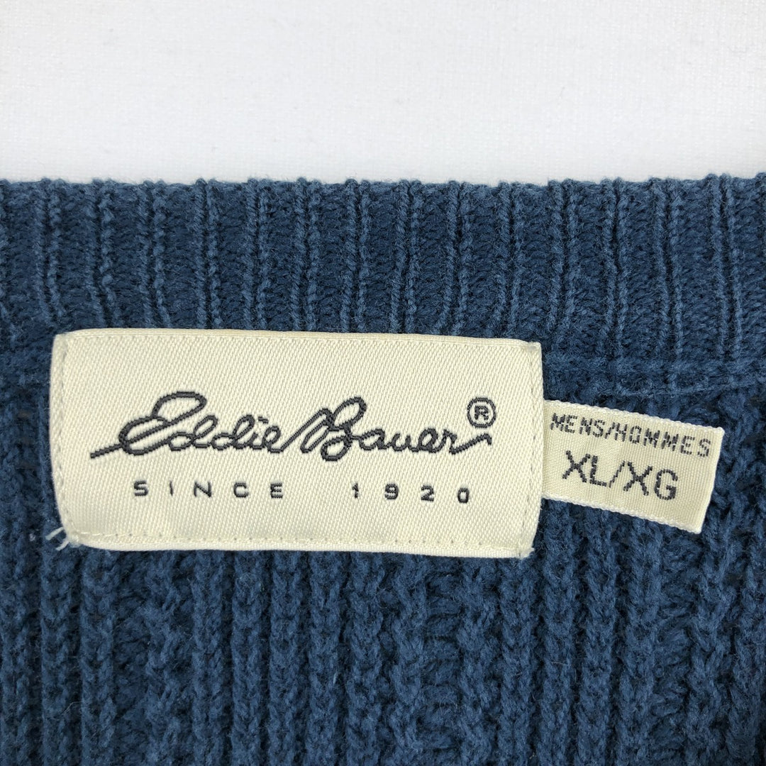 1990'S Eddie Bauer Rib-Knit Cotton Sweater, Men's Size XL (Vintage) cotton navy blue type Vintage Second Hand