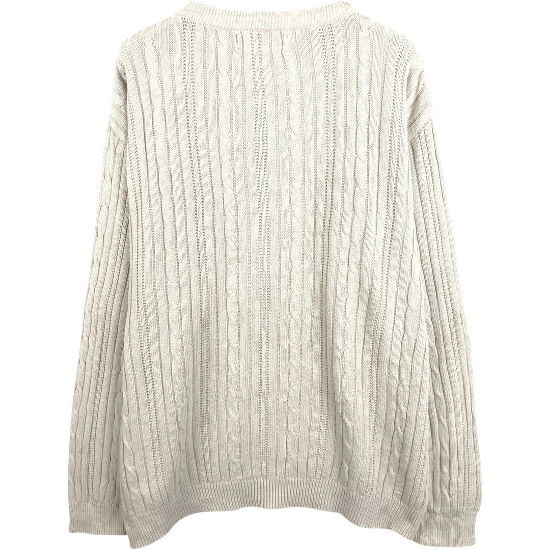 Ralph Lauren CHAPS Cable Knit Cotton Sweater, Made in USA, Men's Size L (approx.) cotton white type Vintage Second Hand