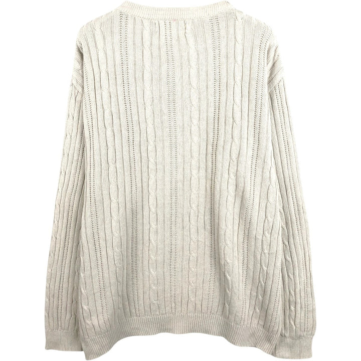 Ralph Lauren CHAPS Cable Knit Cotton Sweater, Made in USA, Men's Size L (approx.) cotton white type Vintage Second Hand
