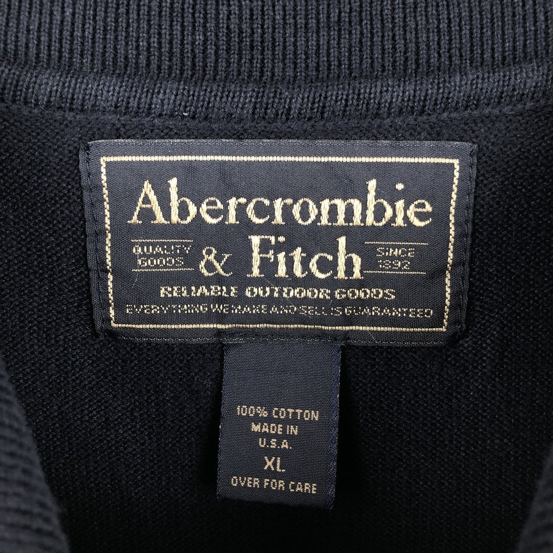 90s-00'S Abercrombie and Fitch Polo Knit Sweater, Made in USA, Men's XL equivalent, Vintage cotton navy blue type Vintage Second Hand
