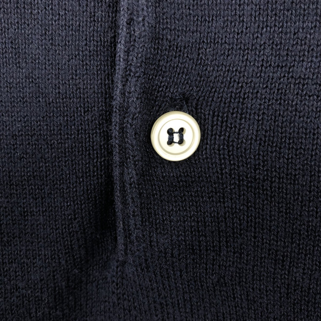 90s-00'S Abercrombie and Fitch Polo Knit Sweater, Made in USA, Men's XL equivalent, Vintage cotton navy blue type Vintage Second Hand
