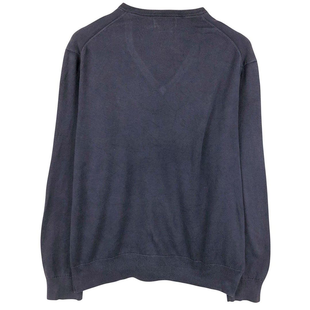 Ralph Lauren POLO RALPH LAUREN V-neck Pima cotton knit sweater, men's size L Pima Cotton navy blue type Vintage Second Hand