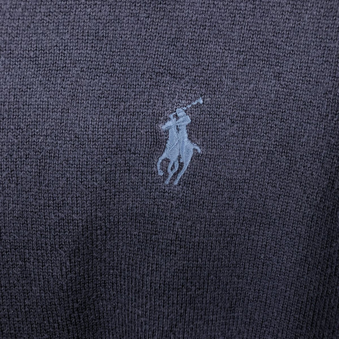 Ralph Lauren POLO RALPH LAUREN V-neck Pima cotton knit sweater, men's size L Pima Cotton navy blue type Vintage Second Hand