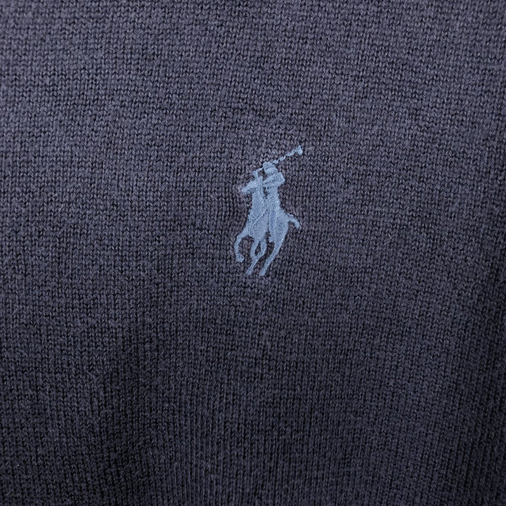 Ralph Lauren POLO RALPH LAUREN V-neck Pima cotton knit sweater, men's size L Pima Cotton navy blue type Vintage Second Hand