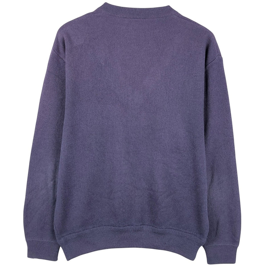 1980'S Lacoste CHEMISE French Lacoste V-neck acrylic knit sweater, made in Spain, men's size M equivalent, vintage. acrylic Purple type blue-purple Vintage Second Hand