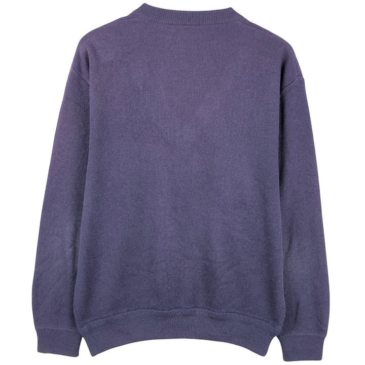 1980'S Lacoste CHEMISE French Lacoste V-neck acrylic knit sweater, made in Spain, men's size M equivalent, vintage. acrylic Purple type blue-purple Vintage Second Hand
