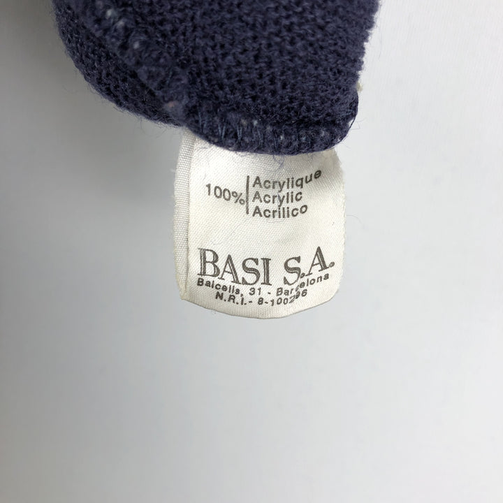 1980'S Lacoste CHEMISE French Lacoste V-neck acrylic knit sweater, made in Spain, men's size M equivalent, vintage. acrylic Purple type blue-purple Vintage Second Hand