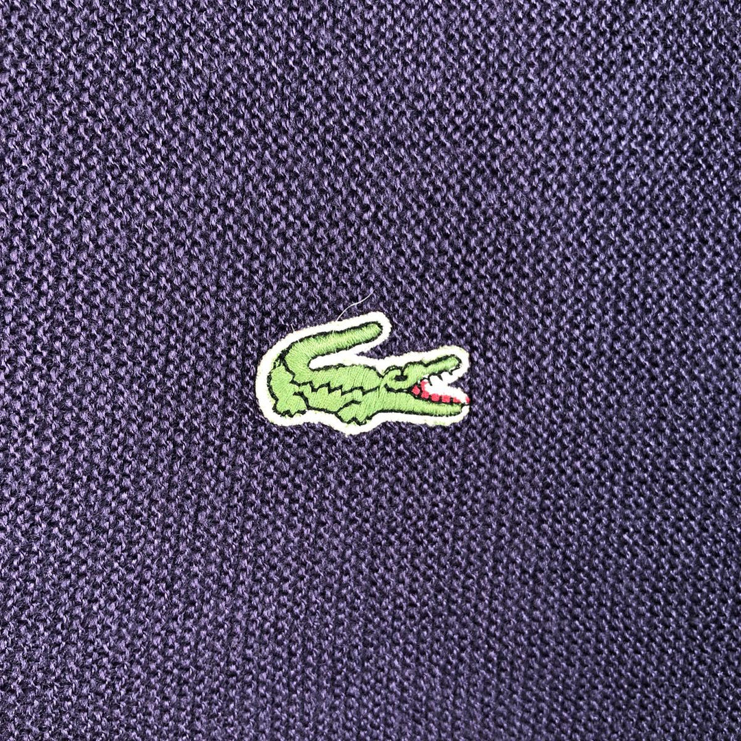 1980'S Lacoste CHEMISE French Lacoste V-neck acrylic knit sweater, made in Spain, men's size M equivalent, vintage. acrylic Purple type blue-purple Vintage Second Hand