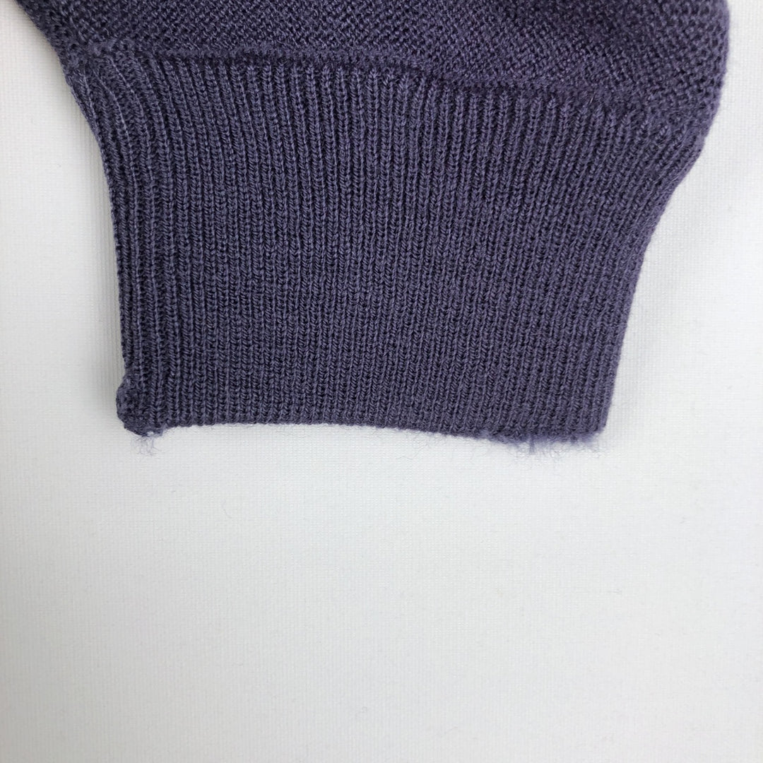 1980'S Lacoste CHEMISE French Lacoste V-neck acrylic knit sweater, made in Spain, men's size M equivalent, vintage. acrylic Purple type blue-purple Vintage Second Hand