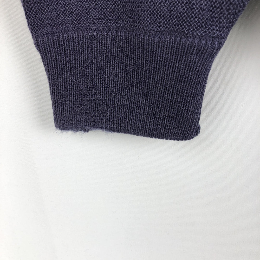 1980'S Lacoste CHEMISE French Lacoste V-neck acrylic knit sweater, made in Spain, men's size M equivalent, vintage. acrylic Purple type blue-purple Vintage Second Hand