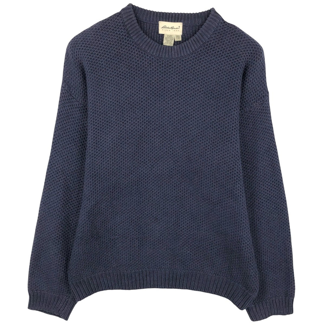 Vintage 90s-00'S Eddie Bauer cotton knit sweater, men's size L cotton navy blue type Vintage Second Hand