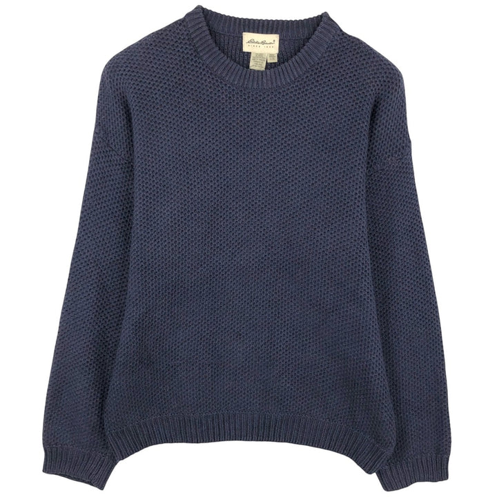 Vintage 90s-00'S Eddie Bauer cotton knit sweater, men's size L cotton navy blue type Vintage Second Hand