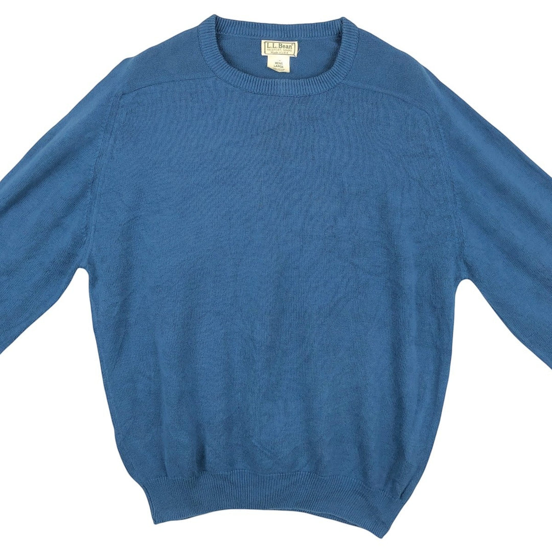 Vintage LLBean cotton knit sweater from the 80s-90s, made in the USA, men's size L equivalent. cotton blue type Vintage Second Hand