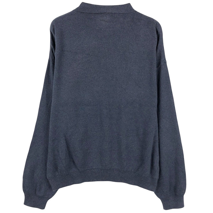 1990'S Eddie Bauer polo knit sweater, men's size M equivalent, vintage. cotton blue type Vintage Second Hand