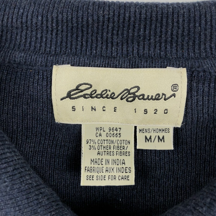 1990'S Eddie Bauer polo knit sweater, men's size M equivalent, vintage. cotton blue type Vintage Second Hand
