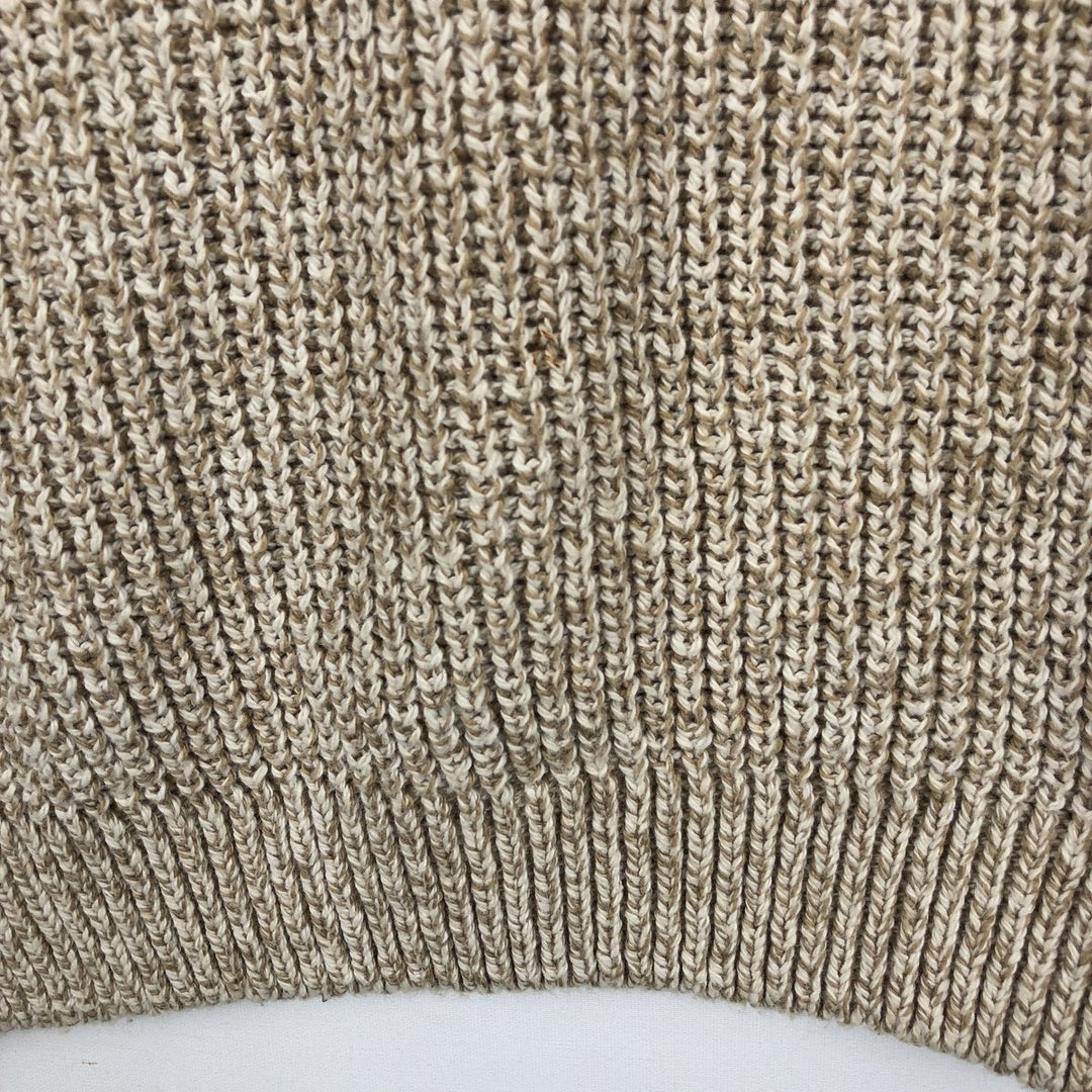 1990'S Eddie Bauer Henley Neck Ribbed Cotton Knit Sweater, Made in USA, Men's Size L (approx.), Vintage cotton Beige type Vintage Second Hand
