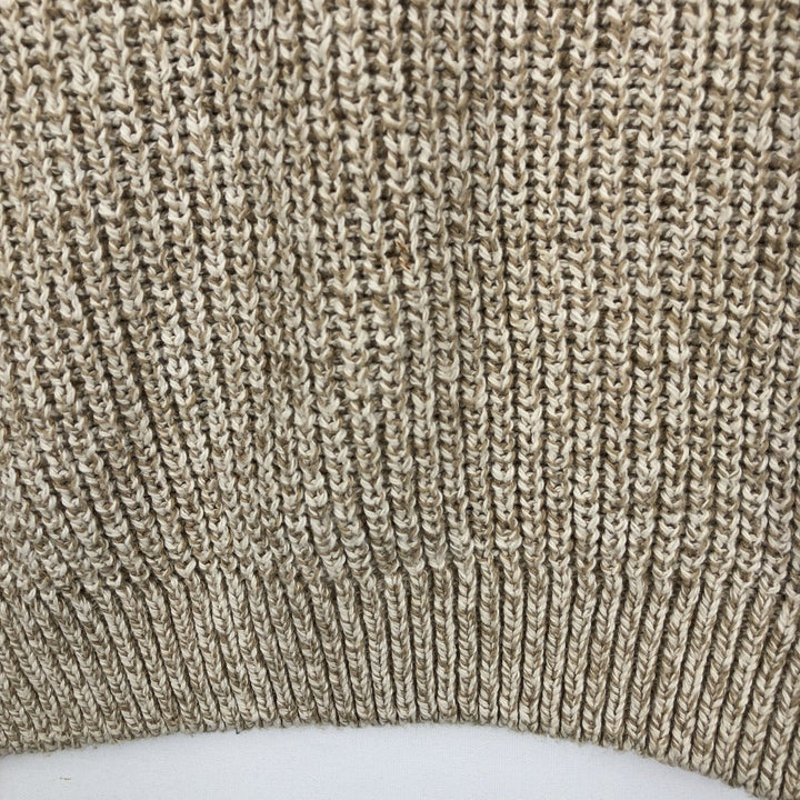 1990'S Eddie Bauer Henley Neck Ribbed Cotton Knit Sweater, Made in USA, Men's Size L (approx.), Vintage cotton Beige type Vintage Second Hand