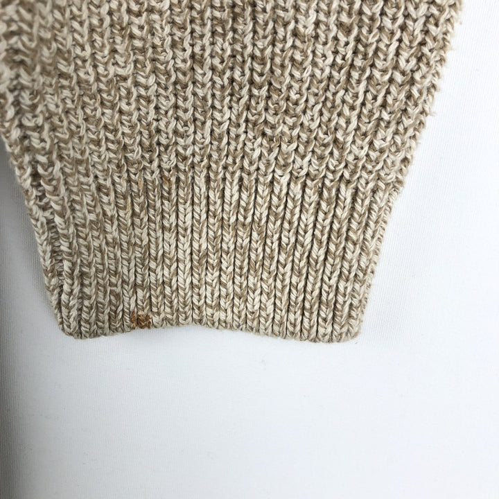 1990'S Eddie Bauer Henley Neck Ribbed Cotton Knit Sweater, Made in USA, Men's Size L (approx.), Vintage cotton Beige type Vintage Second Hand