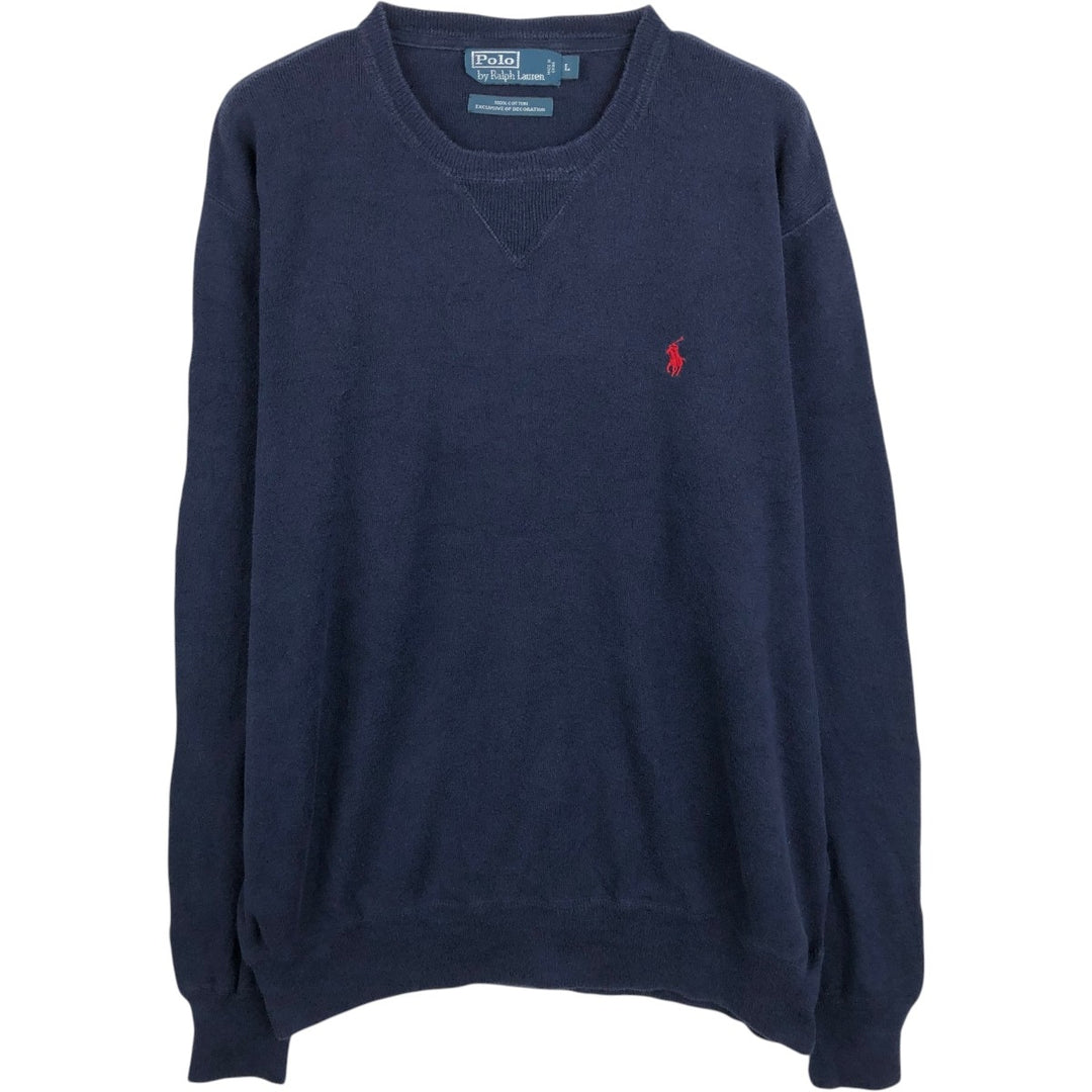 Ralph Lauren POLO by Ralph Lauren Cotton Knit Sweater Men's L size cotton navy blue type Vintage Second Hand