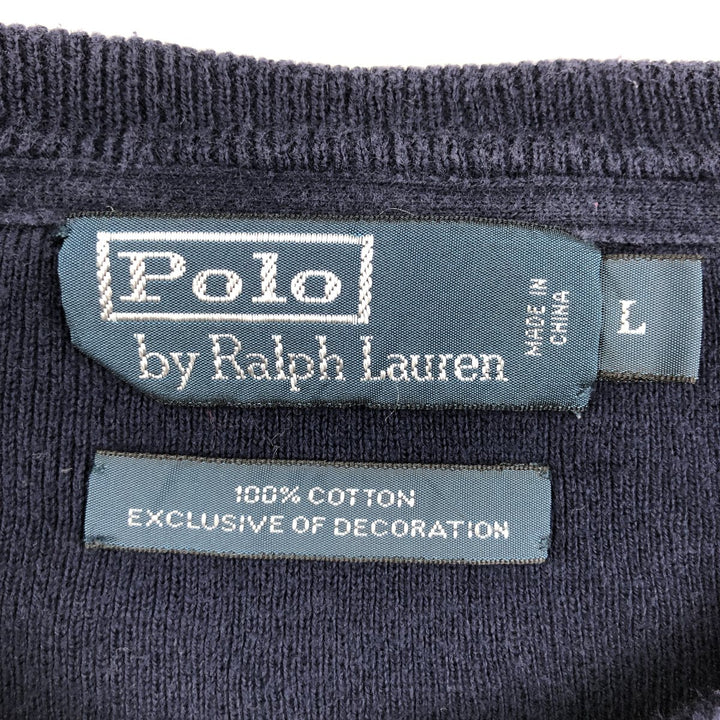Ralph Lauren POLO by Ralph Lauren Cotton Knit Sweater Men's L size cotton navy blue type Vintage Second Hand