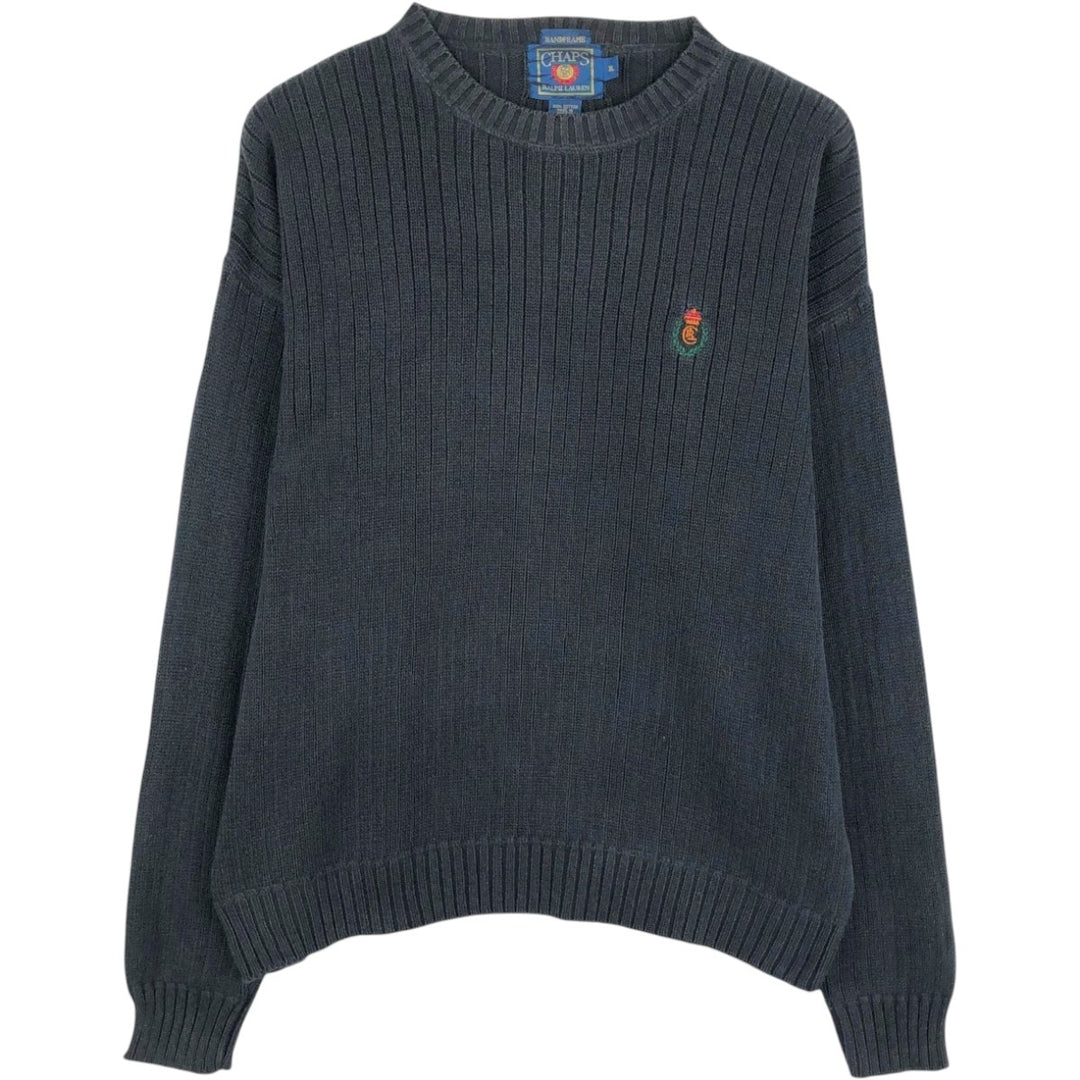 Ralph Lauren CHAPS cotton knit sweater, men's size XL cotton black type Vintage Second Hand