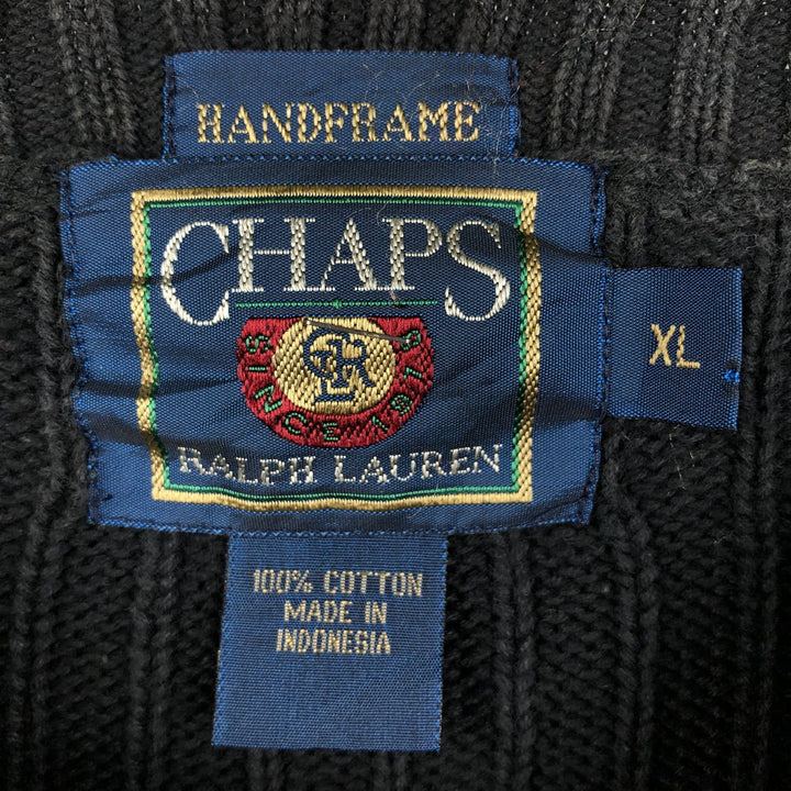 Ralph Lauren CHAPS cotton knit sweater, men's size XL cotton black type Vintage Second Hand
