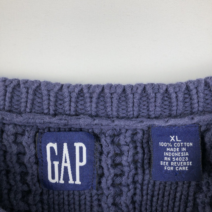 90'S GAP Vintage Cotton Knit Sweater, Men's XL cotton navy blue type Vintage Second Hand