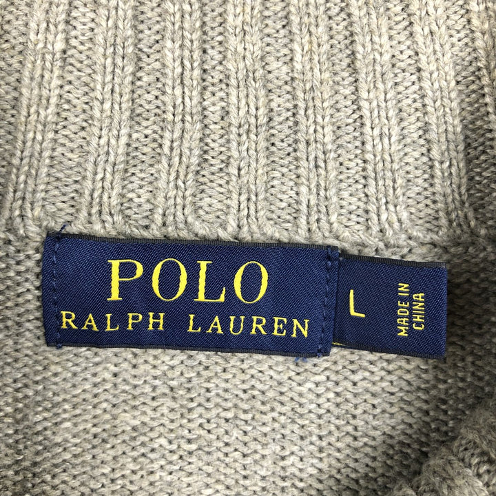 Ralph Lauren POLO RALPH LAUREN Cotton Knit Half-Button Sweater, Men's Size L cotton gray type Vintage Second Hand