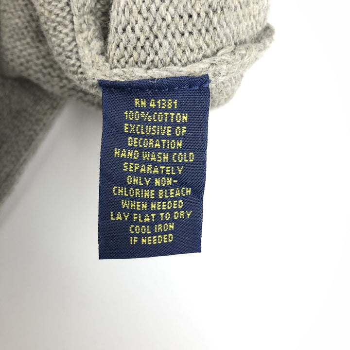 Ralph Lauren POLO RALPH LAUREN Cotton Knit Half-Button Sweater, Men's Size L cotton gray type Vintage Second Hand