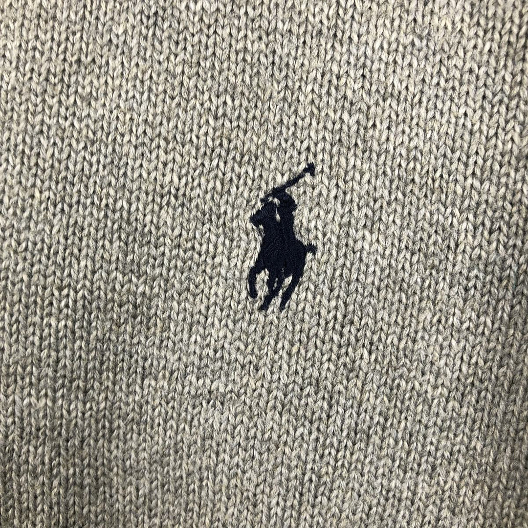 Ralph Lauren POLO RALPH LAUREN Cotton Knit Half-Button Sweater, Men's Size L cotton gray type Vintage Second Hand