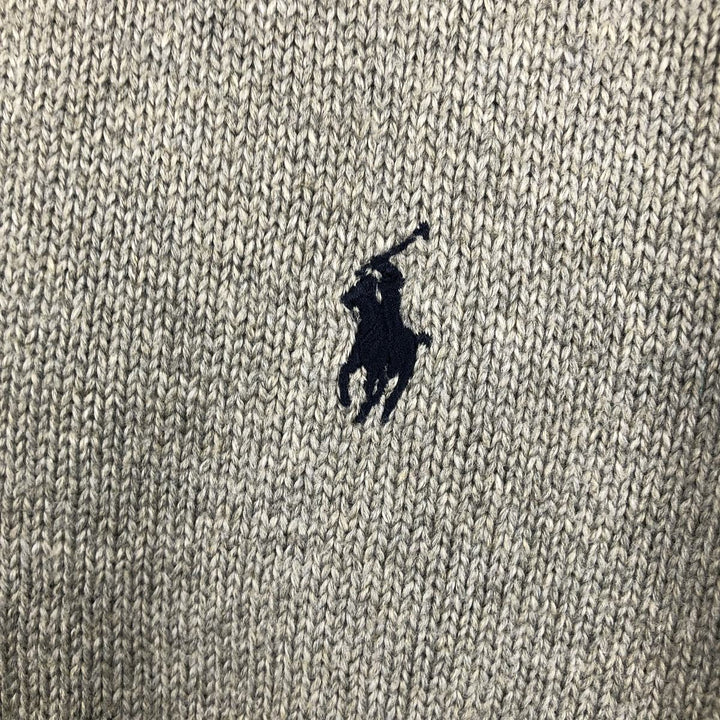 Ralph Lauren POLO RALPH LAUREN Cotton Knit Half-Button Sweater, Men's Size L cotton gray type Vintage Second Hand