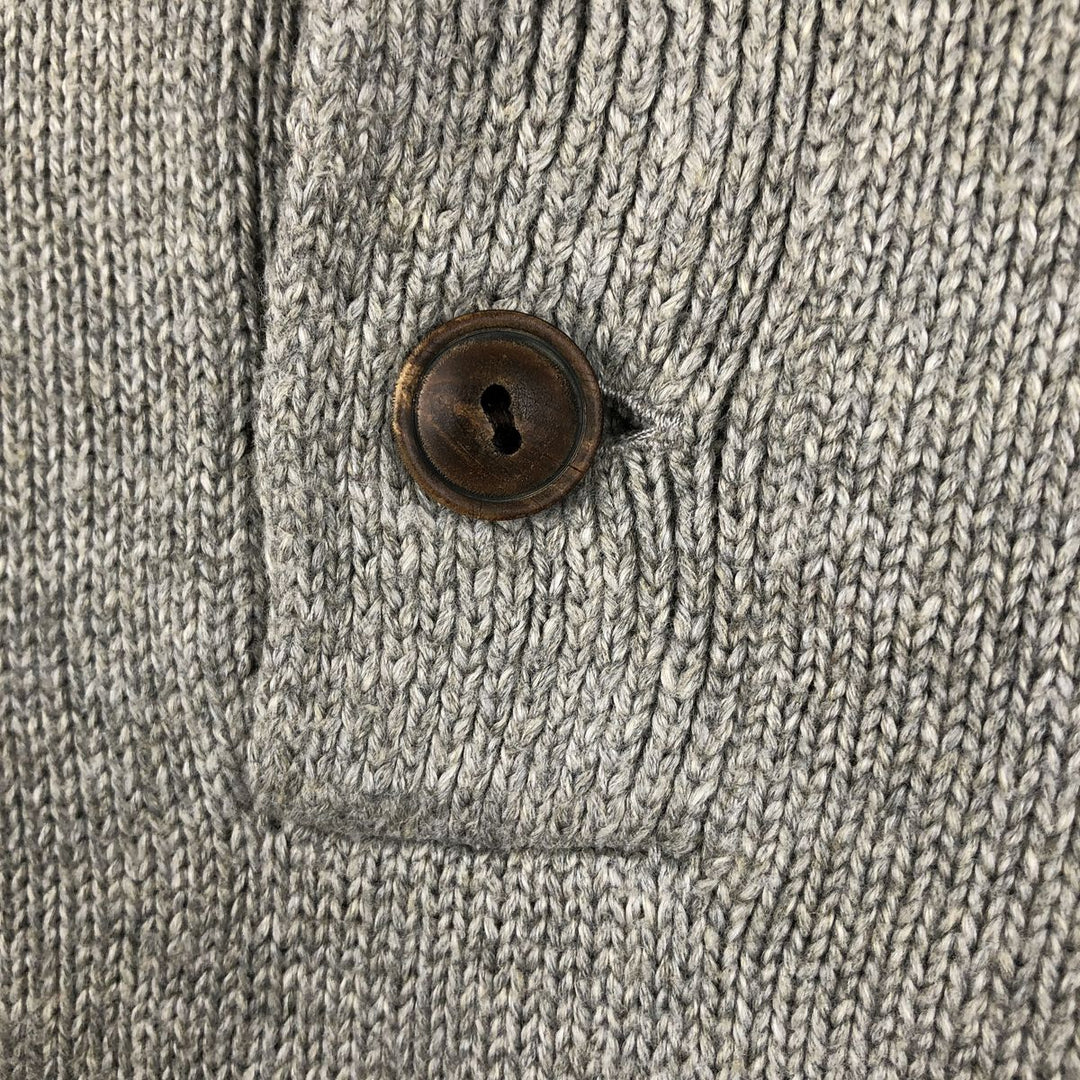 Ralph Lauren POLO RALPH LAUREN Cotton Knit Half-Button Sweater, Men's Size L cotton gray type Vintage Second Hand