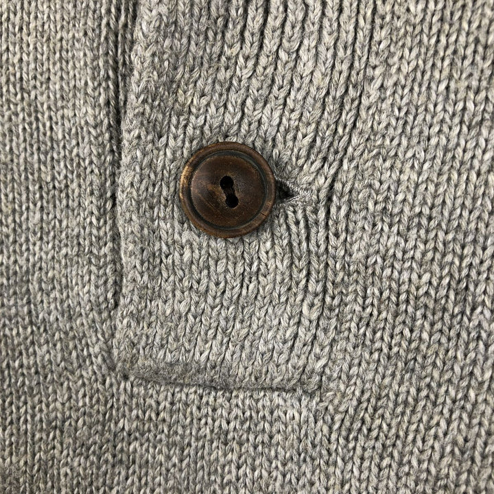 Ralph Lauren POLO RALPH LAUREN Cotton Knit Half-Button Sweater, Men's Size L cotton gray type Vintage Second Hand