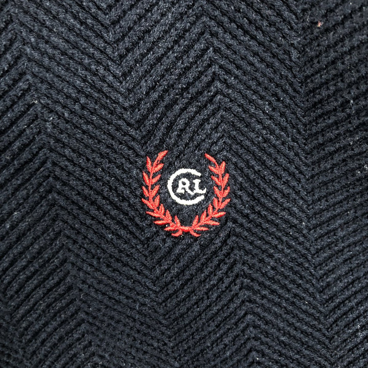 Ralph Lauren CHAPS herringbone cotton knit sweater, men's size M cotton navy blue type Vintage Second Hand
