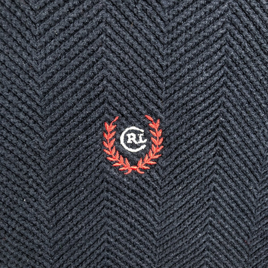 Ralph Lauren CHAPS Herringbone Cotton Knit Sweater, Men's Size L cotton navy blue type Vintage Second Hand