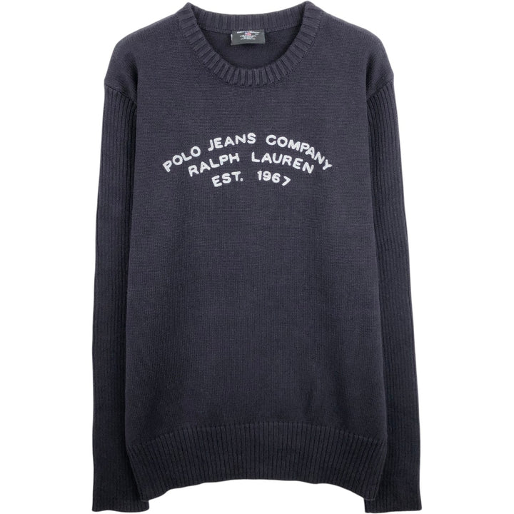 Ralph Lauren POLO JEANS COMPANY Cotton Knit Sweater, Men's Size XL (approx.) cotton black type Vintage Second Hand