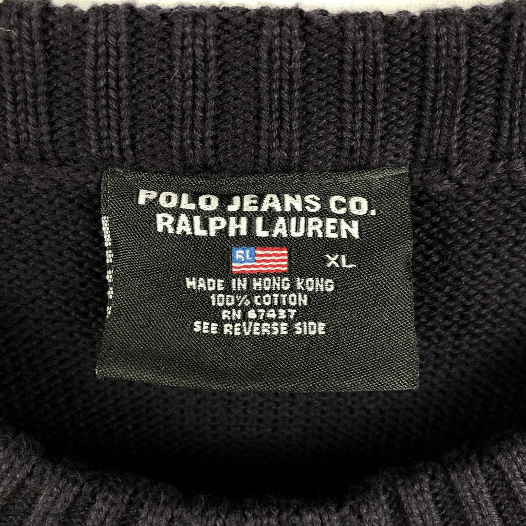 Ralph Lauren POLO JEANS COMPANY Cotton Knit Sweater, Men's Size XL (approx.) cotton black type Vintage Second Hand