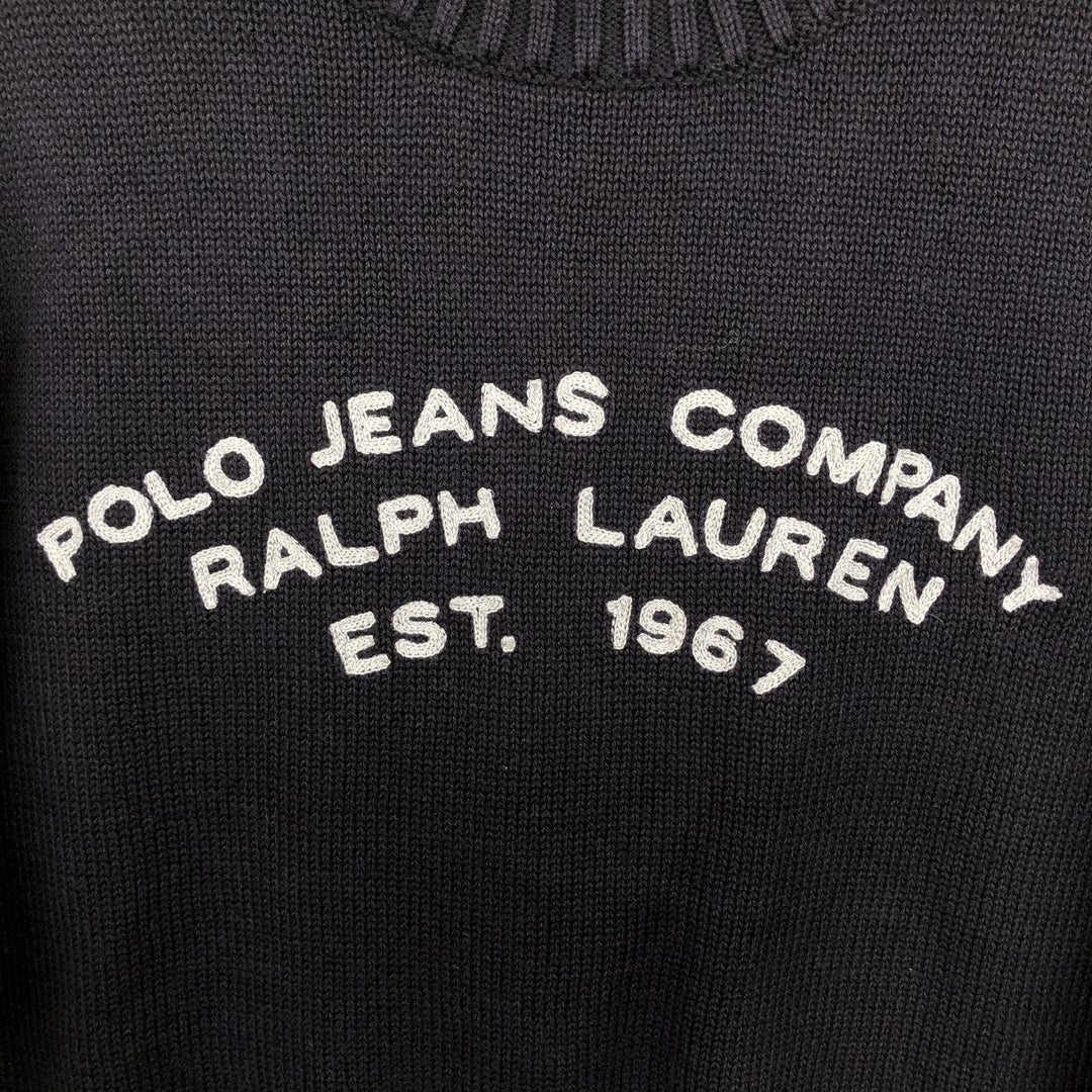 Ralph Lauren POLO JEANS COMPANY Cotton Knit Sweater, Men's Size XL (approx.) cotton black type Vintage Second Hand