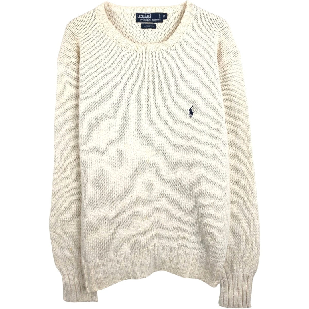 Ralph Lauren POLO by Ralph Lauren Cotton Knit Sweater, Made in China, Men's Size S (equivalent) cotton Beige type Vintage Second Hand