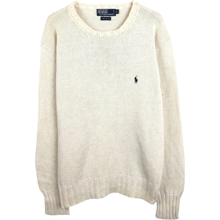 Ralph Lauren POLO by Ralph Lauren Cotton Knit Sweater, Made in China, Men's Size S (equivalent) cotton Beige type Vintage Second Hand