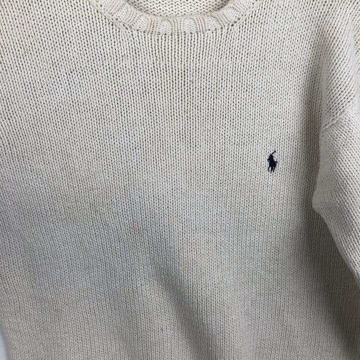 Ralph Lauren POLO by Ralph Lauren Cotton Knit Sweater, Made in China, Men's Size S (equivalent) cotton Beige type Vintage Second Hand