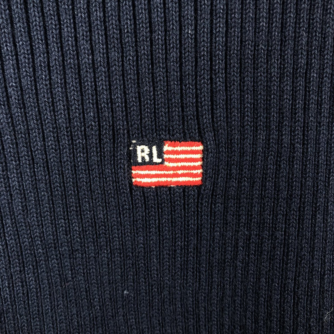 Ralph Lauren ribbed cotton knit sweater, POLO JEANS COMPANY, men's size S (approx.) cotton navy blue type Vintage Second Hand