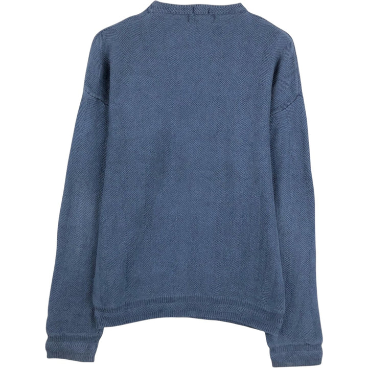 Ralph Lauren CHAPS Herringbone Cotton Knit Sweater, Men's Size L cotton navy blue type Vintage Second Hand