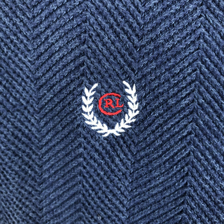 Ralph Lauren CHAPS Herringbone Cotton Knit Sweater, Men's Size L cotton navy blue type Vintage Second Hand