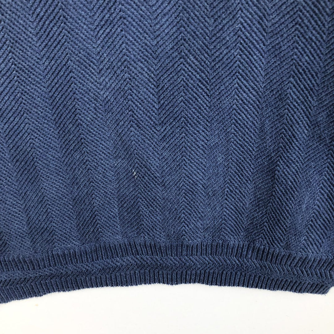 Ralph Lauren CHAPS Herringbone Cotton Knit Sweater, Men's Size L cotton navy blue type Vintage Second Hand