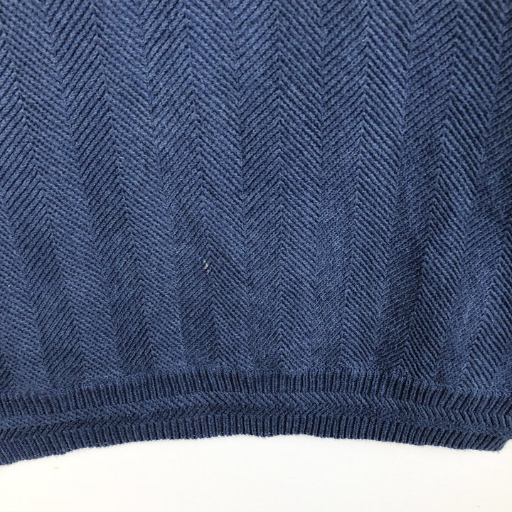 Ralph Lauren CHAPS Herringbone Cotton Knit Sweater, Men's Size L cotton navy blue type Vintage Second Hand