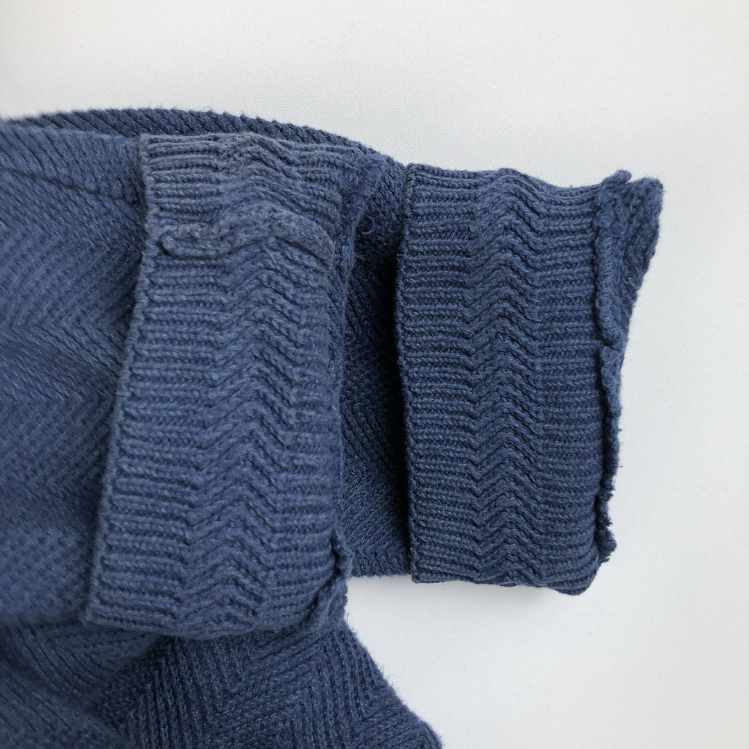 Ralph Lauren CHAPS Herringbone Cotton Knit Sweater, Men's Size L cotton navy blue type Vintage Second Hand