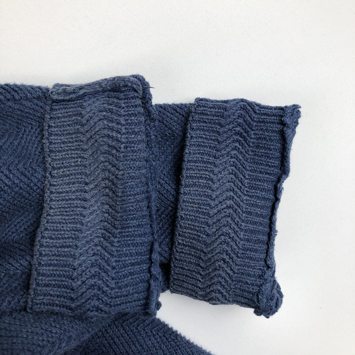 Ralph Lauren CHAPS Herringbone Cotton Knit Sweater, Men's Size L cotton navy blue type Vintage Second Hand