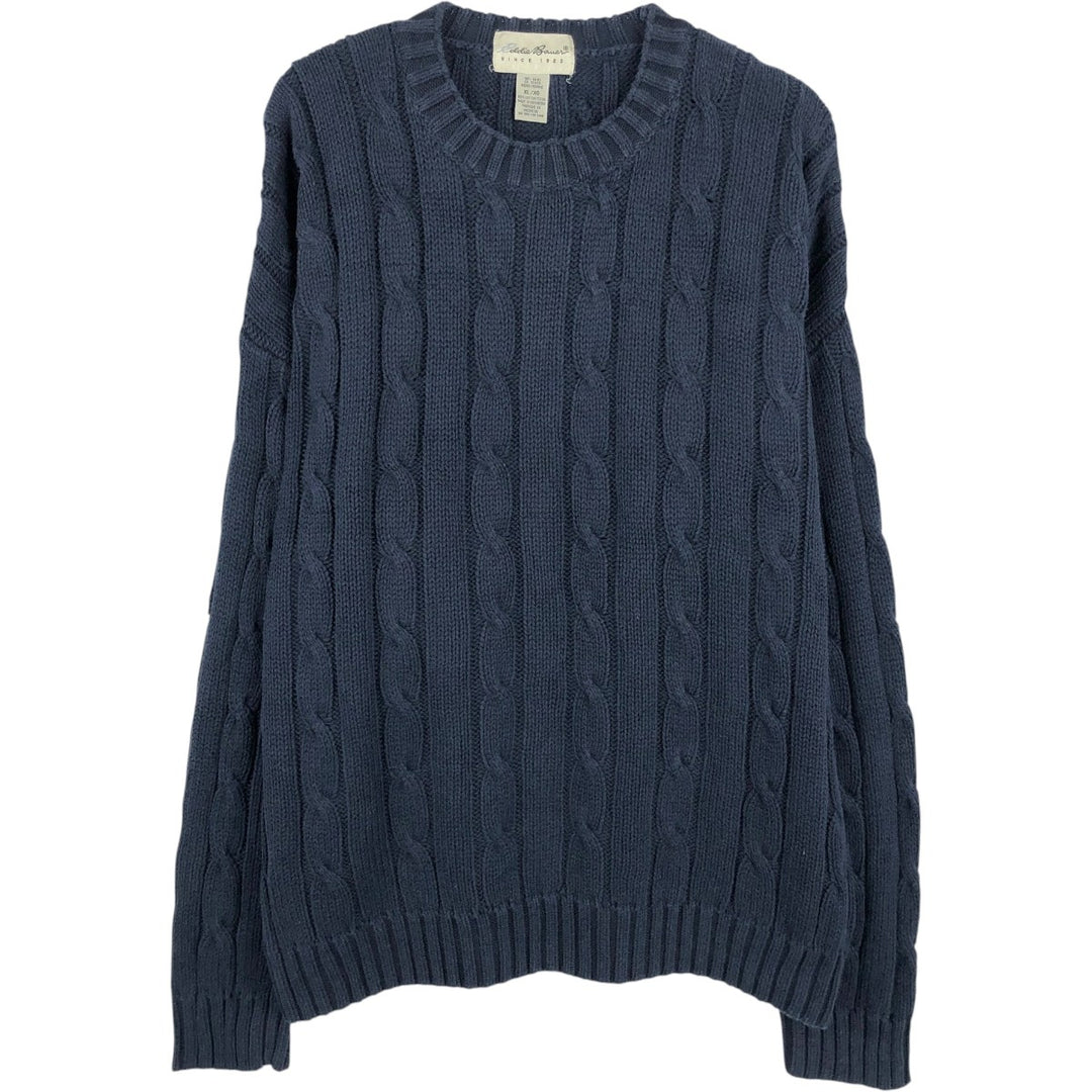Eddie Bauer Cable Knit Cotton Sweater, Men's Size XL cotton navy blue type Vintage Second Hand