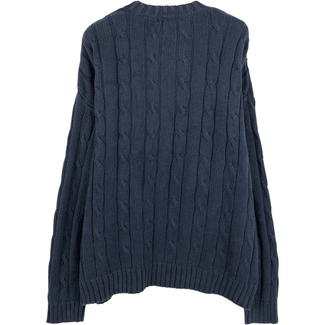 Eddie Bauer Cable Knit Cotton Sweater, Men's Size XL cotton navy blue type Vintage Second Hand